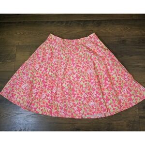 Lilly Pulitzer Skirt Womens 6 Pink Green Floral Circle A-Line Preppy
